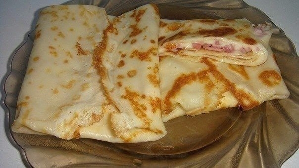 Блинчики с сыром и ветчиной Блинчики с сыром и ветчиной