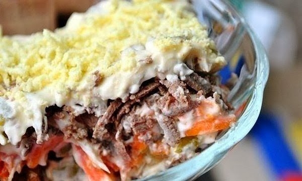 Салат из печени слоёный Салат из печени слоёный