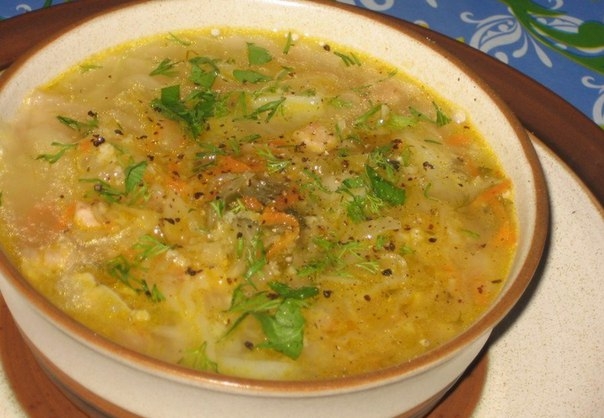 Суп с капустой и грибами