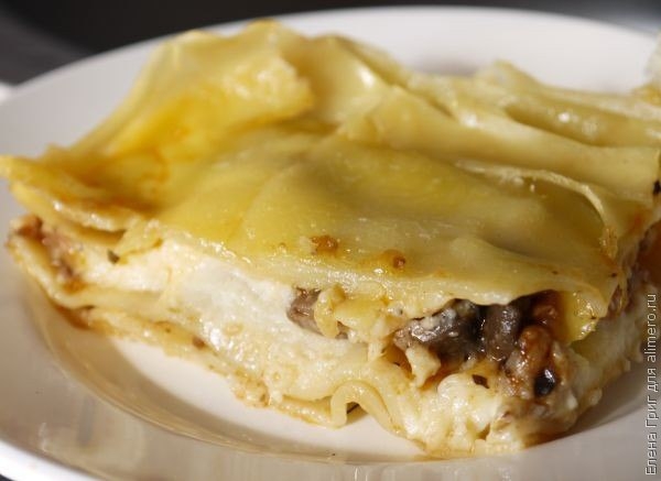 Лазанья с фаршем и грибами