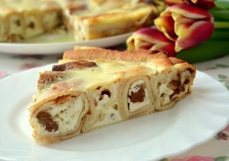 Блинная "улитка" с творожной начинкой Блинная "улитка" с творожной начинкой