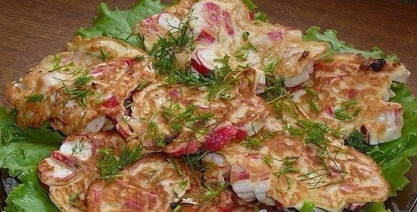 Оладушки из крабовых палочек