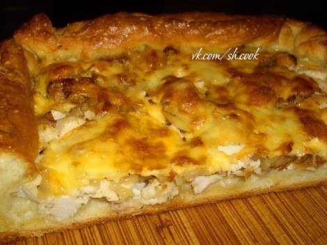 Пирог с курицей, сыром и луком Пирог с курицей, сыром и луком