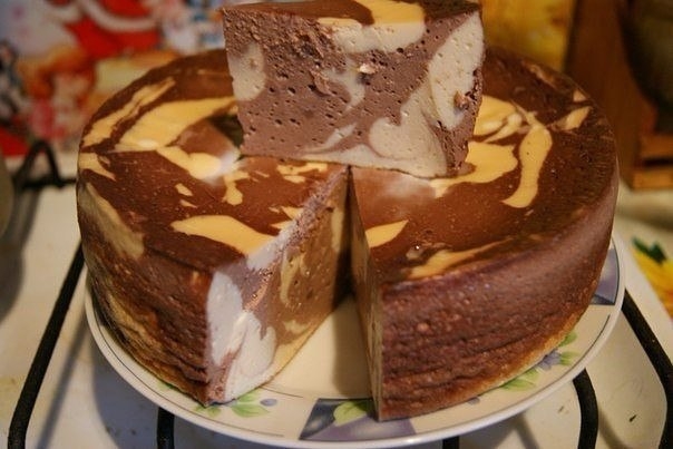 Очень красивый мраморный чизкейк "Зебра".