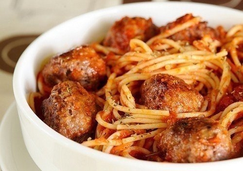 Спагетти с мясными шариками в томатном соусе. Спагетти с мясными шариками в томатном соусе.
