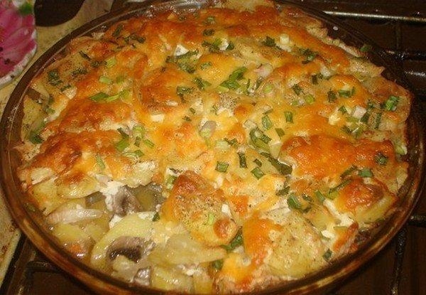 Мясо по-французски с картофелем и грибами Мясо по-французски с картофелем и грибами