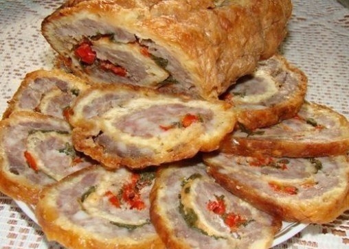 Рулет из сыра с мясным фаршем