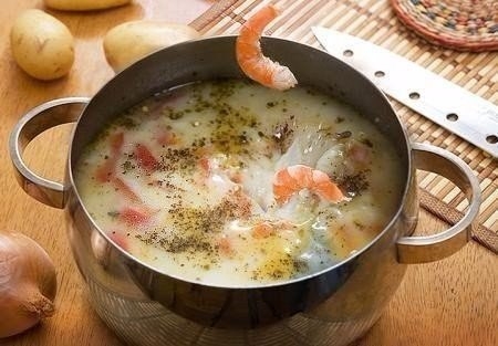 Суп сырный с креветками