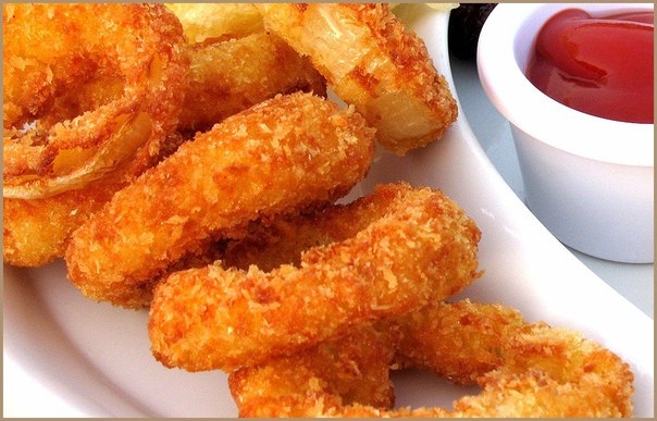 Луковые кольца с сыром