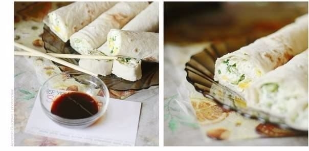 Рулет из лаваша с творогом