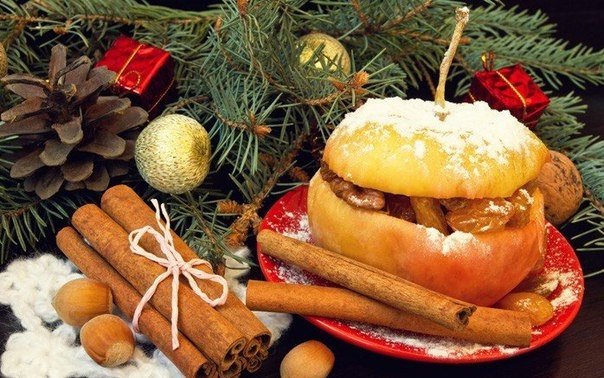 Яблоки, запеченные с творогом и корицей