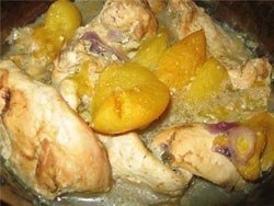 Курица с имбирем и персиками