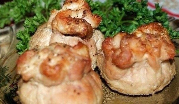 Мешочки с сыром и грибами