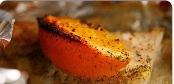 Морской окунь с апельсинами в фольге