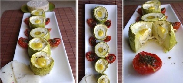 КАБАЧОК С ПЕРЕПЕЛИНЫМИ ЯЙЦАМИ И МОЦАРЕЛЛОЙ