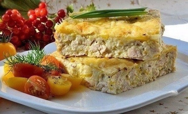 Пышный, нежный, сочный закусочный пирог. Яркий белковый бум!