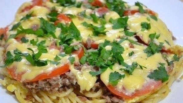 Макароны, запеченные с помидорами