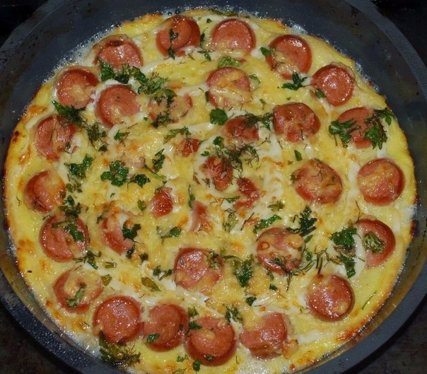 ЗАПЕКАНКА ИЗ КАРТОФЕЛЯ С СОСИСКАМИ